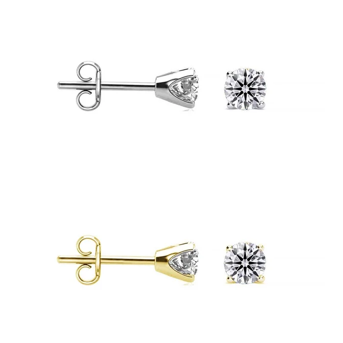 0.10-Carat Real Diamond Stud Earrings in 14KGF