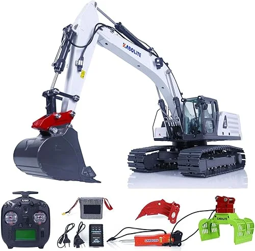 1/18 RC Hydraulic Excavator KABOLITE K961-100S Excavator RTR HUINA Upgraded Version K336Gc Earth Digger Construction Vehicle Model Flysky ST8 Breaker Hammer Ripper Mechanical Gripper