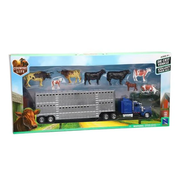 1:43 Livestock Long Hauler with Cows Set