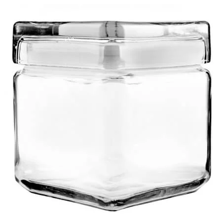 1 Quart Stackable Square Canister w/Glass Lid