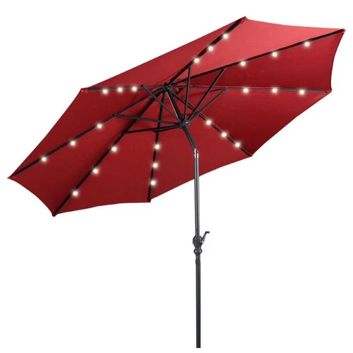 10-Foot Solar LED Tilt Patio Umbrella with Crank