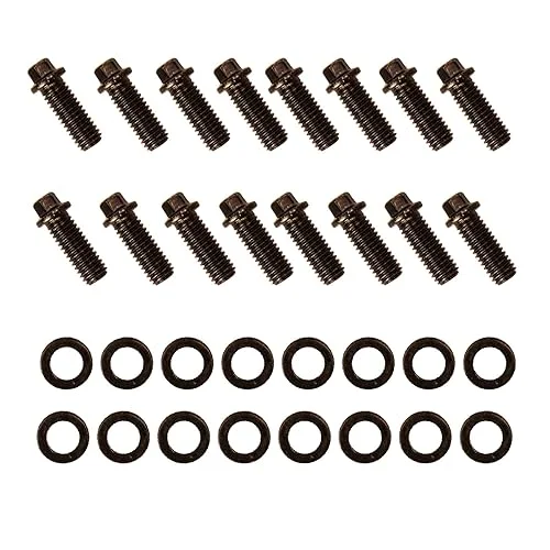 100-1110 1001110 Header Bolts, Chrome Moly Steel, Black Oxide Finish, Set of 16