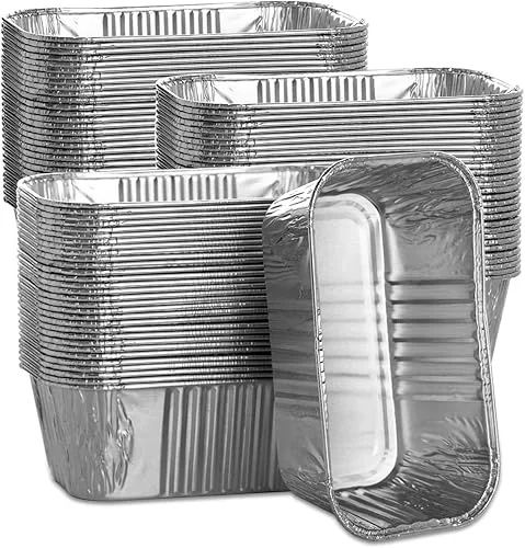100 Pack Aluminum Mini Loaf Baking Pans, 1 Lb Heavy Duty Disposable Loaf Pans, 6 x 3.5” Thick Foil Bread Pans for Baking Holiday Treats Food Storage and Takeout