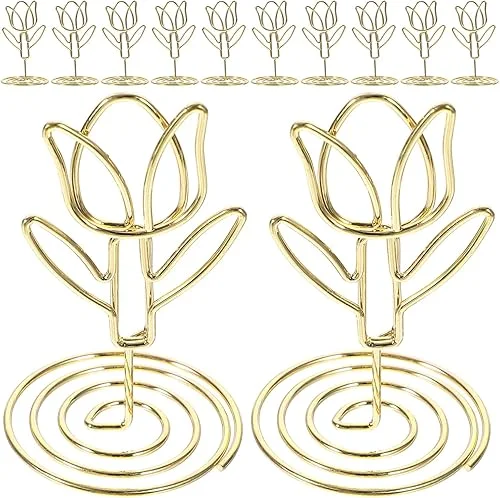 10Pcs Tulip Table Number Holders Elegant Wedding Place Card Holders Decorative Picture Holders for Centerpieces Card Stand for Events and Parties