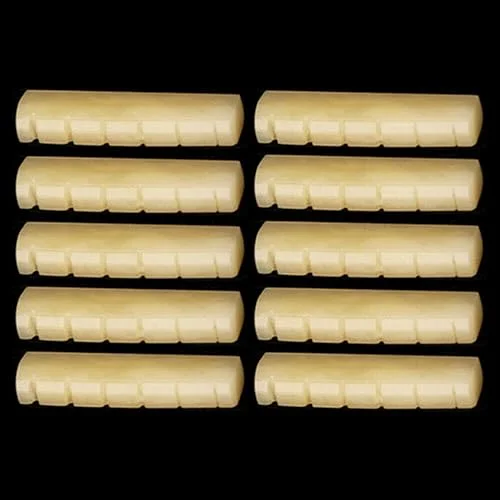 10pcs Unbleached Slotted Bone Nut Saddle Bridge 43x6x9mm Guitar Luthier DIY