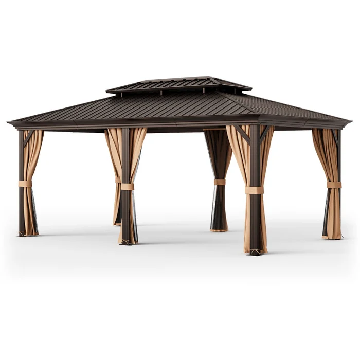 12′ x 20′ Double-Roof Hardtop Gazebo with Galvanized Steel Roof