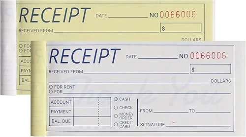 [12 Books] Money and Rent Receipt Books, Pocket Size 2.75×6 Inch 2-Part Carbonless Receipt Book for Small Business (50 Sets Per Book)