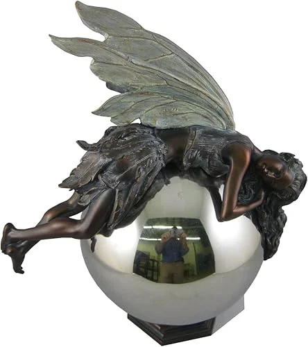 12-Inch Tall Bronze Fairy on Gazing Ball