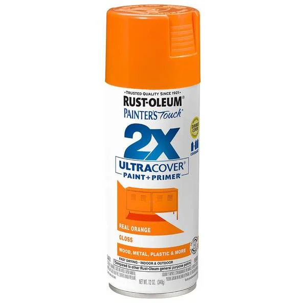 12 oz Painter’s Touch 2X Ultra Cover Gloss Real Orange Spray Paint & Primer