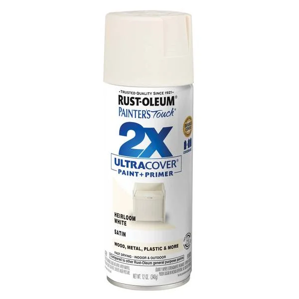12 oz Painter’s Touch 2X Ultra Cover Satin Heirloom White Spray Paint & Primer