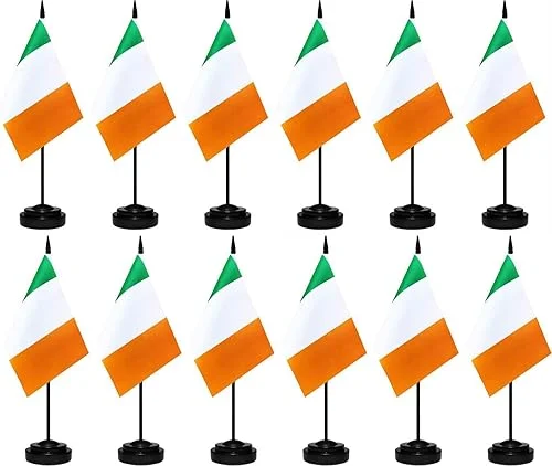 12 Pack Ireland Desk Flags Set Irish Small Mini Table Office Miniature Desktop Flag Home Office Decoration