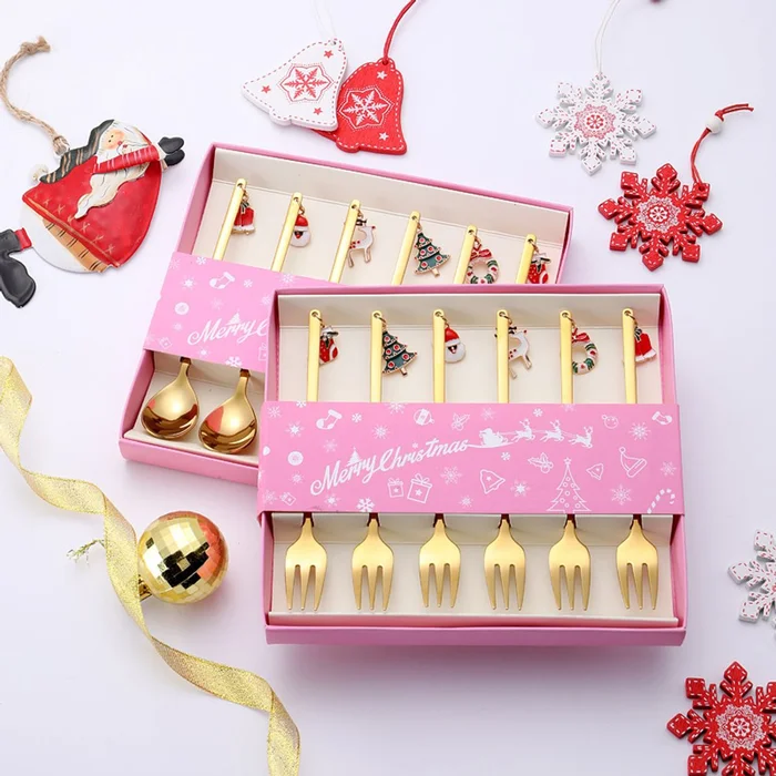 12-Piece Christmas-Themed Spoon and Fork Set