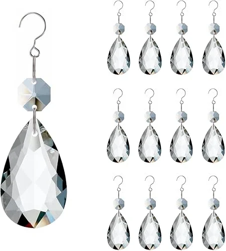 12pcs Crystal Suncatchers, Hanging Crystals Chandelier Prisms for Windows, Rainbow Maker Home Decoration
