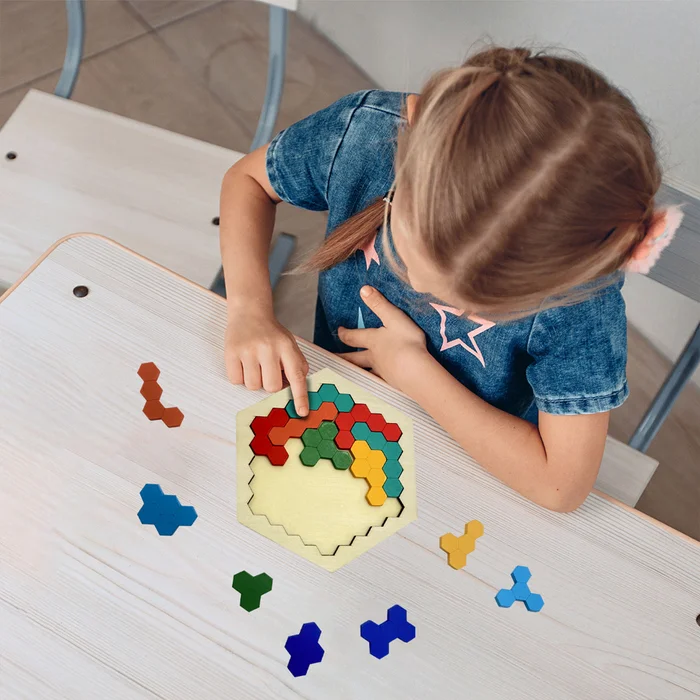14-Piece Colorful Geometric Brain Teaser Logic Puzzle Toy