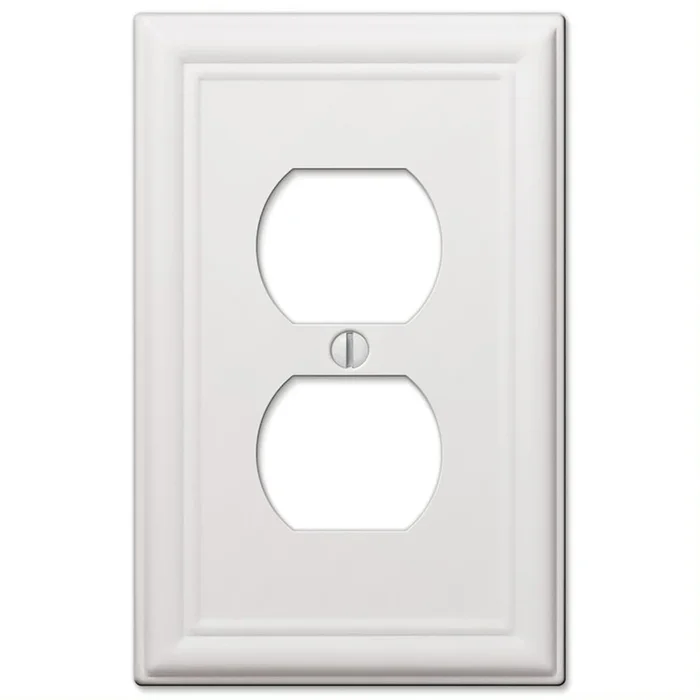 149dw Receptacle Wallplate, 5 In L, 2-7/8 In W, 1 -gang, Steel, White, Screw Mounting