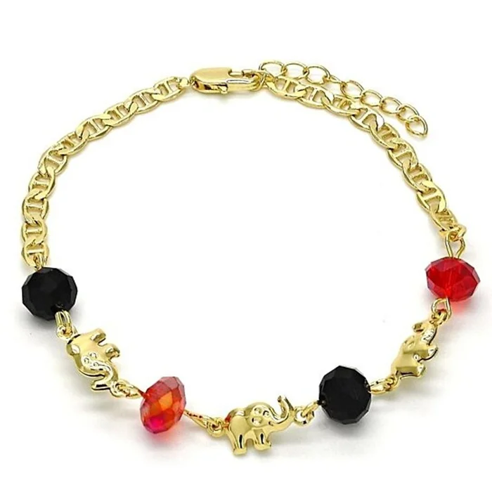 14K Gold Filled Azabache Elephant Mariner Bracelet