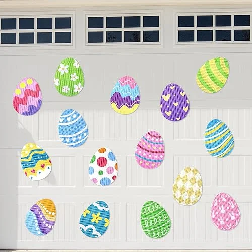 15 Pcs Easter Garage Door Magnets Decorations Eggs Magnetic Stickers for Refrigerator Mailbox Car Outdoor Decor
