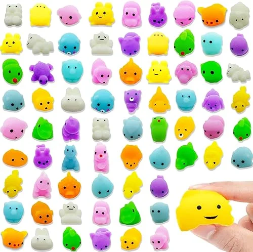 150 Pcs Squishy Toys Mochi Squishy Fidget Toys Kawaii Squishies Party Favors Kids 4- 8 8-12 Claw Machine Prizes Goodie Bags for Kids Easter Basket Stuffers Egg Fillers