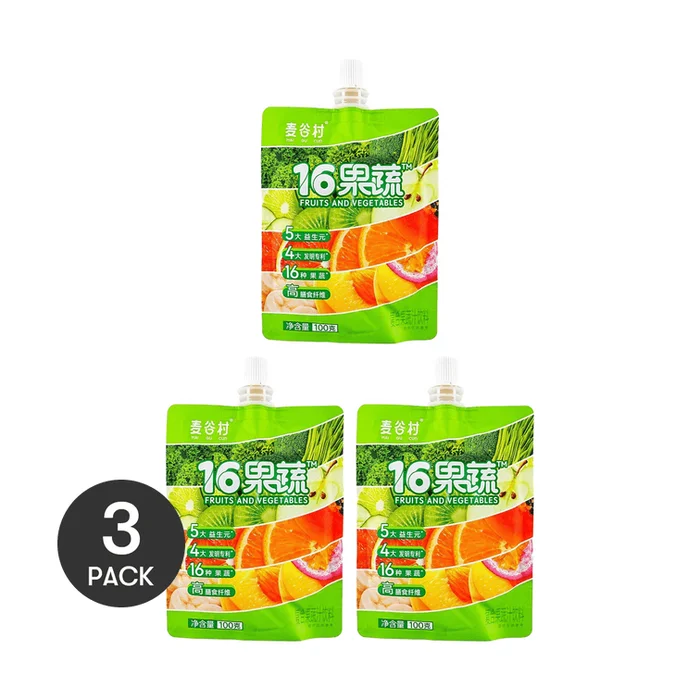 16 Fruits and Vegetables Liquid Salad, 3.38oz*3 – Zero Sugar Fiber Fuel【Value Pack】