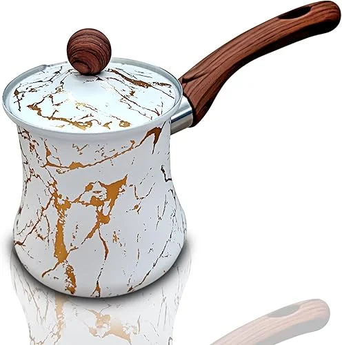 18.6 oz Turkish Coffee Pot – Turkish Ibrik for Flavorful Coffee – Multipurpose Arabic Coffee Pot with Lid – Heavy-Duty Stainless Steel Coffee Pot