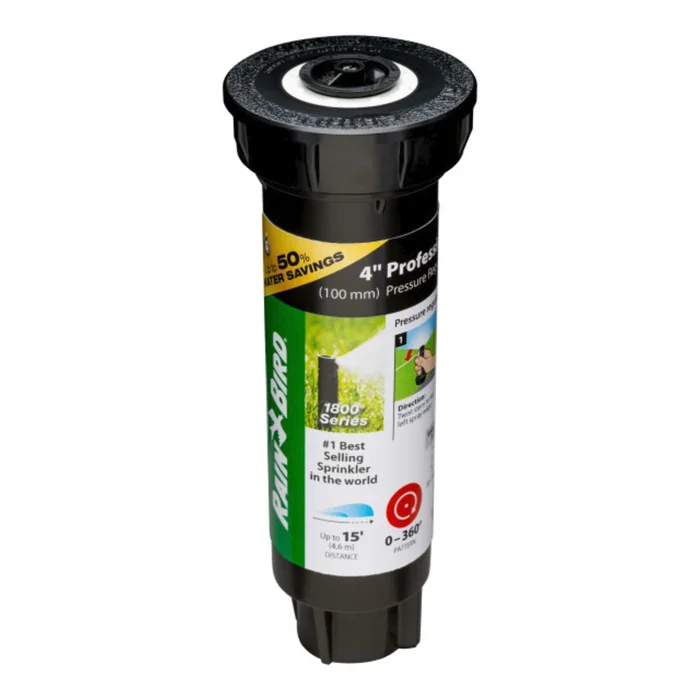 1800 1804hv15pr Pressure Regulated Pop-up Sprinkler, 1/2 In Connection, Fnpt, 4 In H Pop-up, 15 Ft