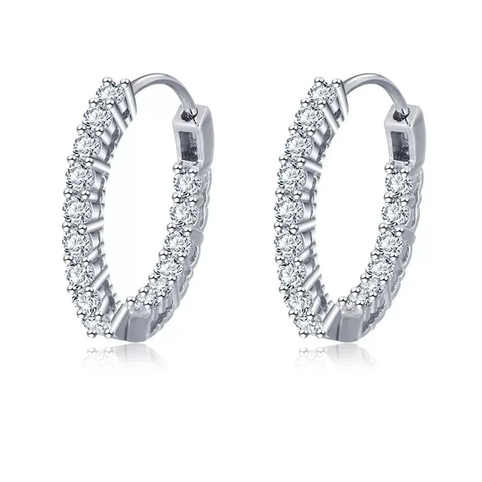 18K Gold Plated Cubic Zirconia Hoop Earrings