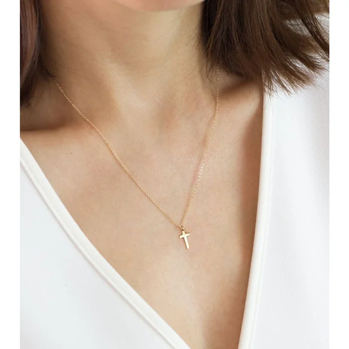18K Gold-Plated Tiny Cross Necklace