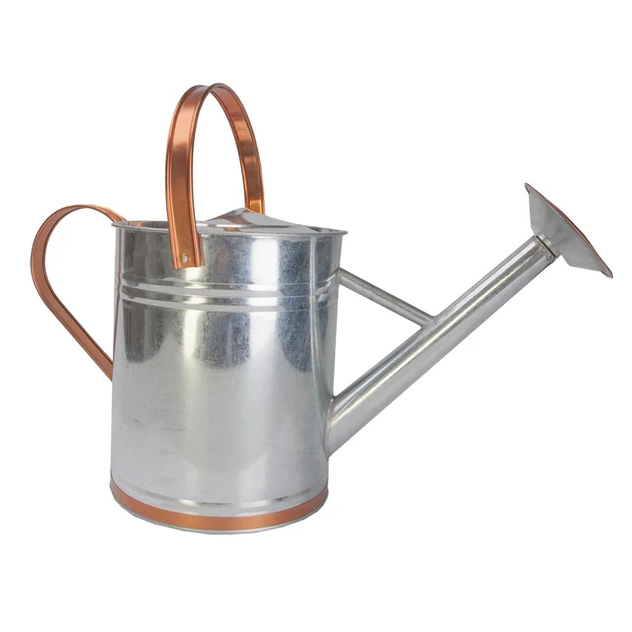 2 Gallon Galvanized Steel Watering Can With Durable Handle And Spout