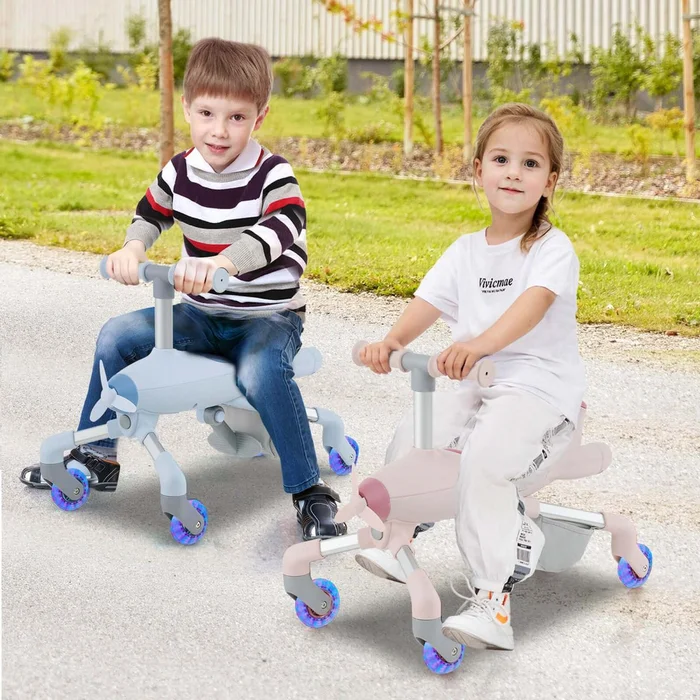 2-in-1 Kids' Ride-on Push Car with LED Lighted Wheels