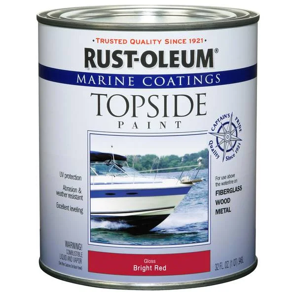2-Pack 1 Quart Marine Coatings Gloss Bright Red Topside Paint