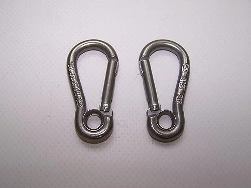 2-Pack Snap Hook Carabiner Marine Grade, 2′ Inch, 50mm, Made in Italy, 316 Stainless Steel, w/Eyelet Sea-Dog Line 151065