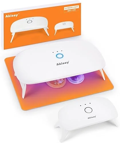 2 Pack UV Light for Resin – Large Size Foldable UV Resin Light & Portable Mini UV Resin Lamp, akisey Resin Kits for Resin Molds Curing, Jewelry Making, DIY Craft, Fast Curing & Timing Function