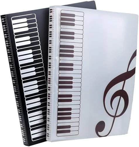 2 Pieces Plastic Music Sheet File Paper Documents Storage Folder Music Folder Storage Holder Chorus Dedicated Sheet Music Folder(A4 Size,40 Pockets, Transparent, Black)