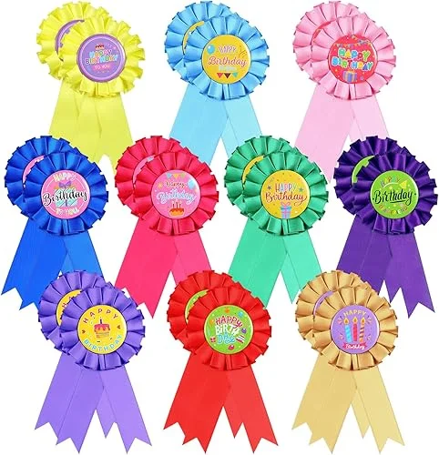 20 Happy Birthday Pin 2. 95 x 6. 3 Inches Its My Birthday Ribbon Badge Bulk Stylish Multicolor Happy Award Ribbon for Self Gifting Party Favors