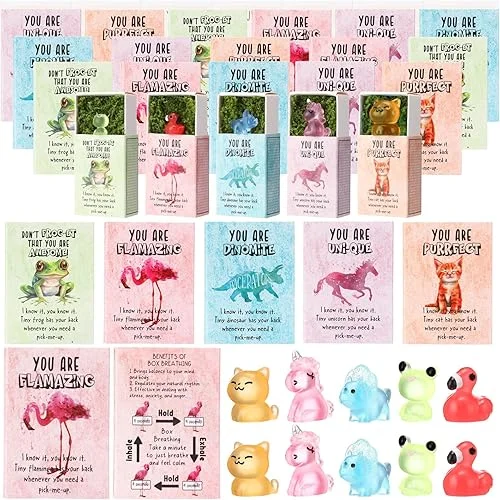 20 Sets Emotional Coworker Gifts Employee Appreciation Gifts Bulk Support Animal Resin Animals Positive Glow with Box Thank You Favors for Teacher Staff Coworkers Office