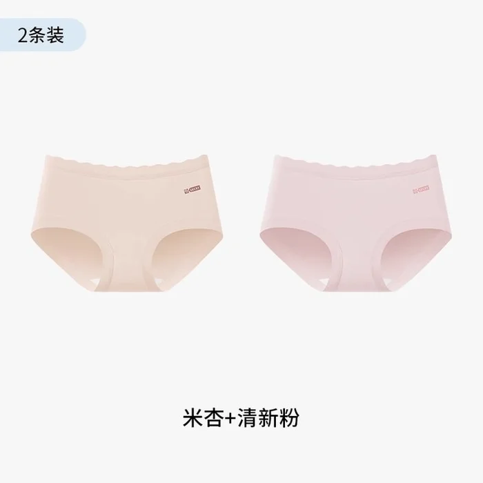 2025 New Girls' Panties Cotton Antibacterial Camellia Traceless Triangle Shorts M size 3 pairs