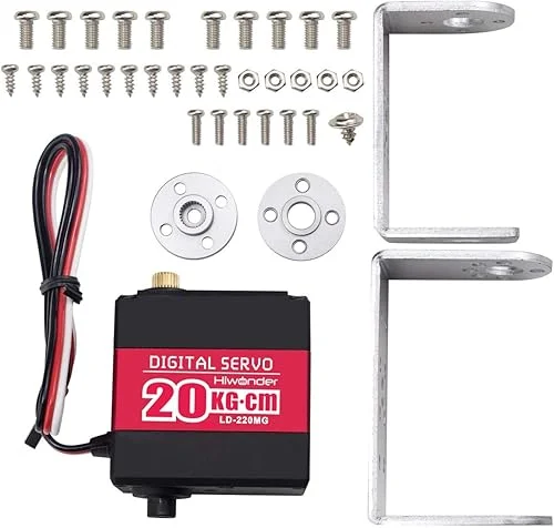 20KG RC Servo High Torque Servo Motors with 25T Servo Horn, Dual Ball Bearing, Aluminium Case, Metal Bracket, Waterproof Metal Gear Steering Digital Servo for RC Car Robot DIY, Control Angle 180°