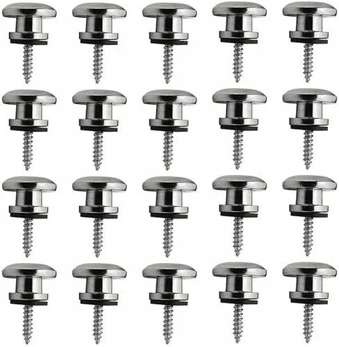 20PCS Chrome Guitar Strap Buttons Strap Locks Mushrooms Head End Pins