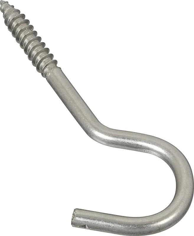 2153bc Series N220-814 Screw Hook, 1/4 In Opening, 4-1/4 In L, Stainless Steel, Zinc