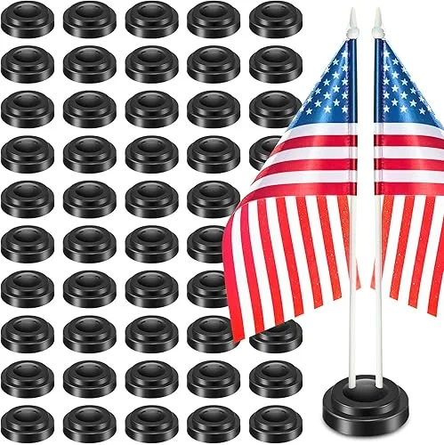 24 Pcs Mini Flag Holder 2 Hole Miniature Flag Stand Desk Flag Holder Plastic Table Flag Stand Base for Party Company Office Centerpiece Country 4 x 6 Inch Stick Flags Decoration