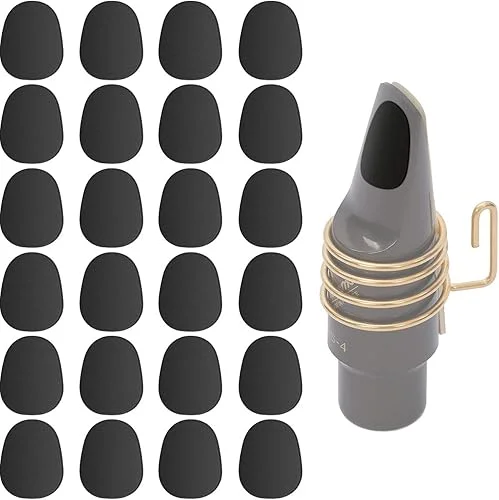 24 Pieces Alto Tenor Saxophone Mouthpiece Cushions, Eison 0.8mm Thick Food Grade Sax Clarinet Mouthpiece Patches Pads Strong Adhesive, Black