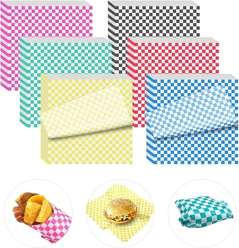 240 Sheets Variety Pack Checkered Dry Waxed Deli Paper Sheets 12×12 inch Paper Sandwich Paper Liners, Food Basket Liners Wax Paper Deli Wrap Wax Paper Sheets for Wrapping Bread and Sandwiches