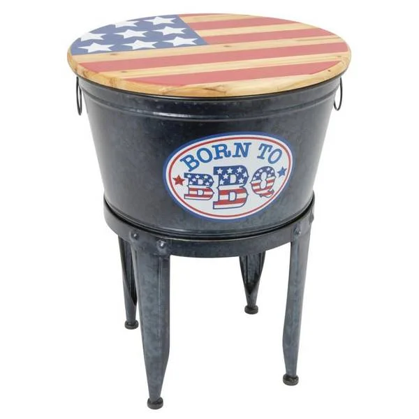 25.75 in. Metal Americana Summer BBQ Cooler