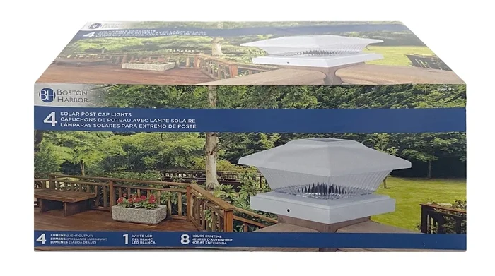 26086 Solar Fence Post Cap Light – White – 4 Lumens – 8 Hour Runtime
