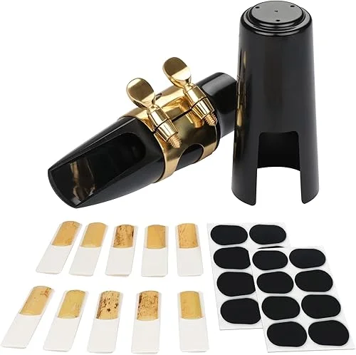 29 Pcs Alto Saxophone Mouthpiece Kit – Includes Metal Ligature 2.5 Reeds Cushions Pads and Plastic Cap
