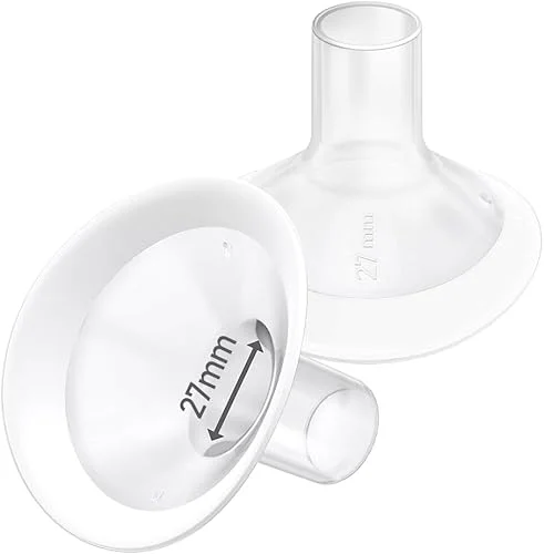 2pcs 27mm Soft Rim Flanges with 106 Degree Wider Opening Angle for Medela Breast Pump, PersonalFit, Freestyle, Maxflow, Freestyle Flex Swing Maxi Connector