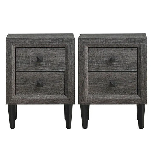 2PCS Nightstand W/2 Drawer Multipurpose