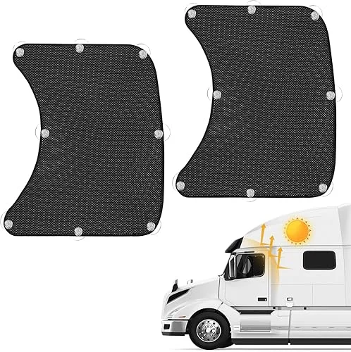 2Pcs Semi Trucks Window Shades, Side Window Sunshade for Truck with Suction Cups, 20’x23′ for Volvo VNL, International Trucks, Freightliner Semi-Trailer Sunshade Accessories