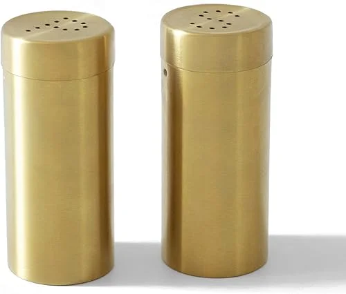 2Pcs Stainl Steel Salt Pepper Salt Pepper Shakers Coarsen – Gold, 8.8X3.8cm
