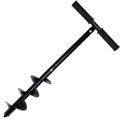 2WAYZ Garden Auger – Spiral Earth Drill Bit for Planting – Manual Drill Bit for Quickly Digging Holes for Trees, Bulbs, Plants, Seedlings – Durable Hand Auger Tool – Black, 11.9 x 24.2 x 3.7 inches